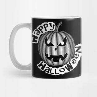 Happy Halloween Pumpkin shirt, Trick or Treat top, Halloween top, Black and white design, Halloween art, Fun Halloween shirt, Custom top Mug